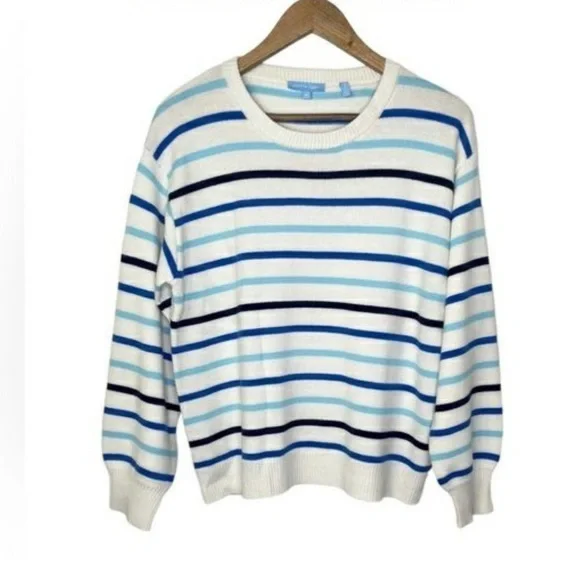 Draper James Striped Crewneck Sweater La Ligne Marin Style Reese Witherspoon - Picture 2 of 5